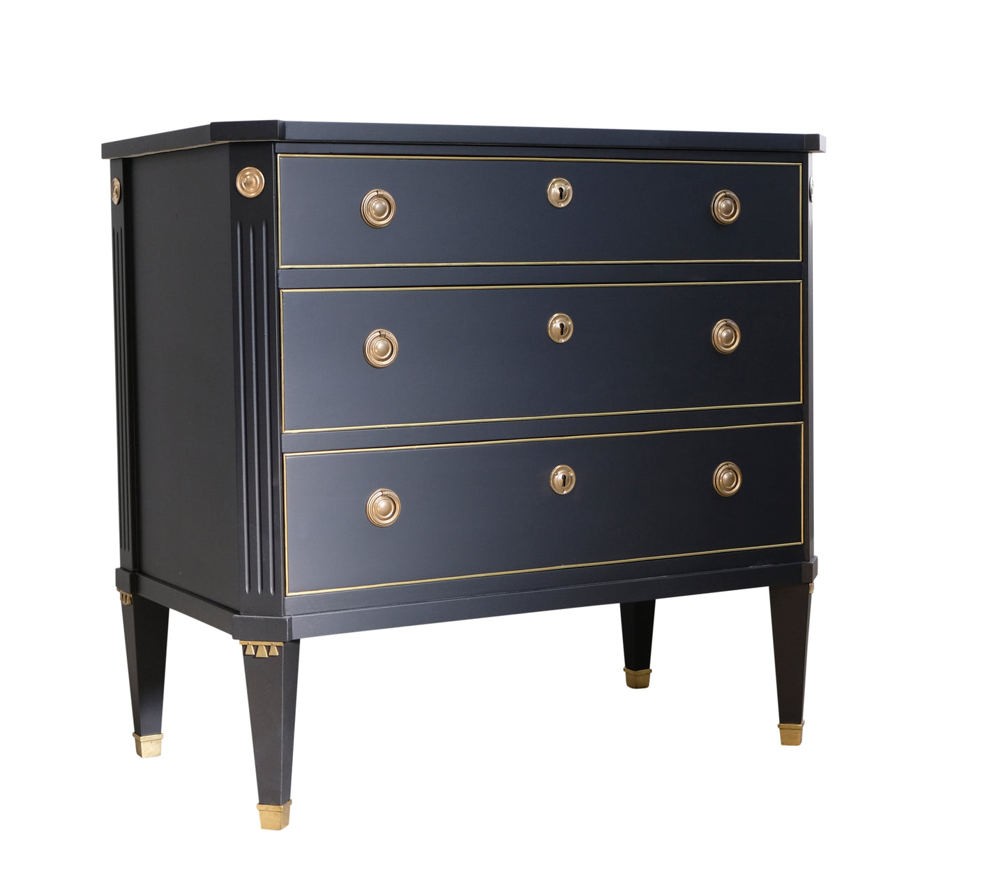 Gustavian Style 3 Drawer Chest Painted  Super finish Black