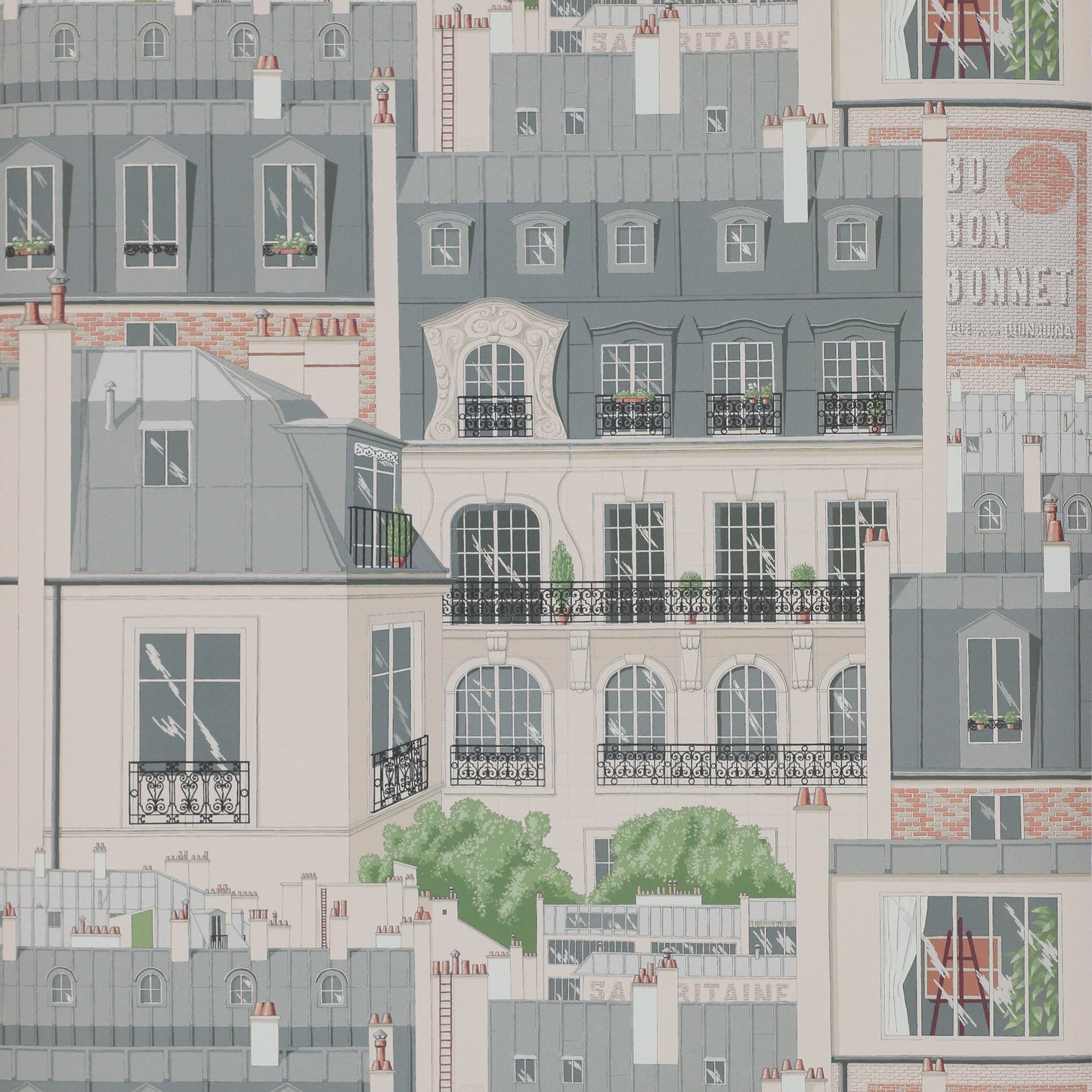 Les Toits de Paris Wallpaper - Gray