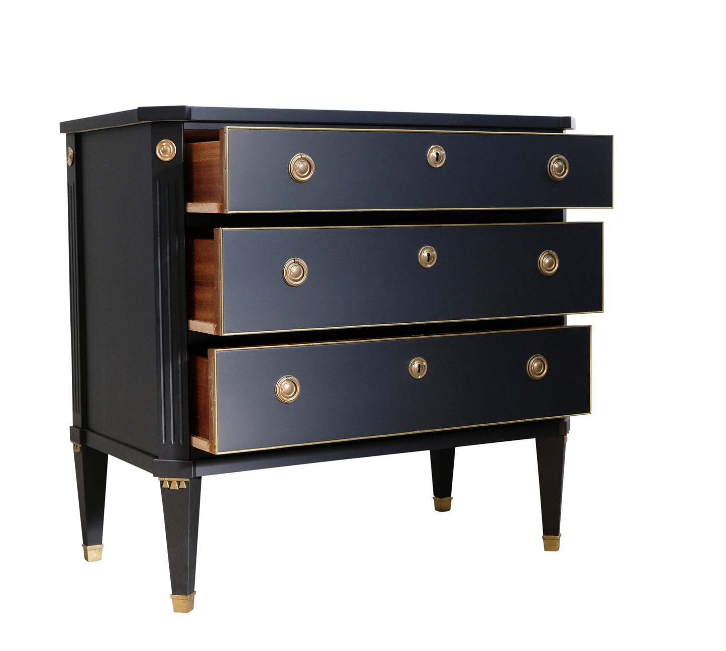 Gustavian Style 3 Drawer Chest Painted  Super finish Black