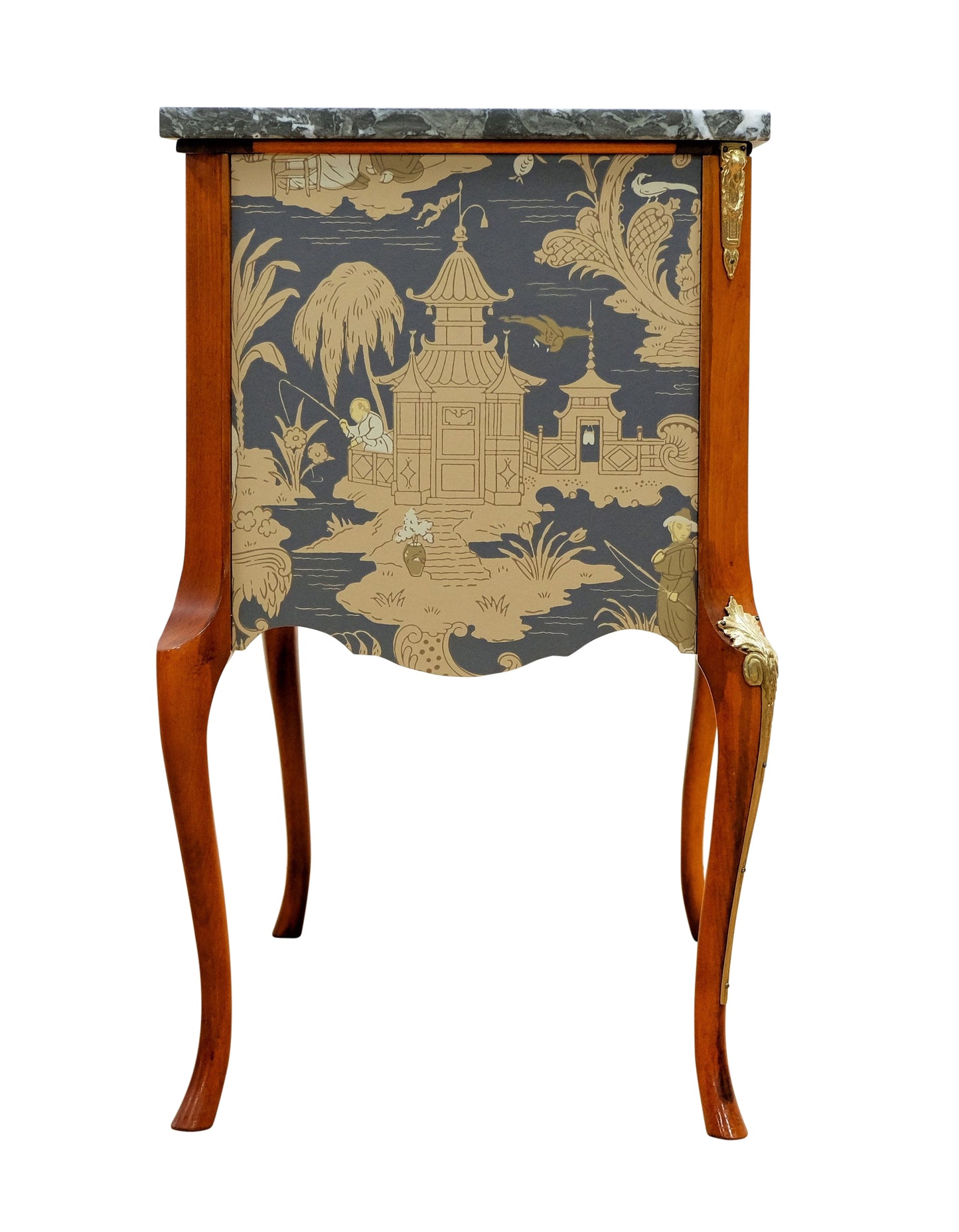 Gustavian Style Commode with natural marble top and Chinoiserie Design