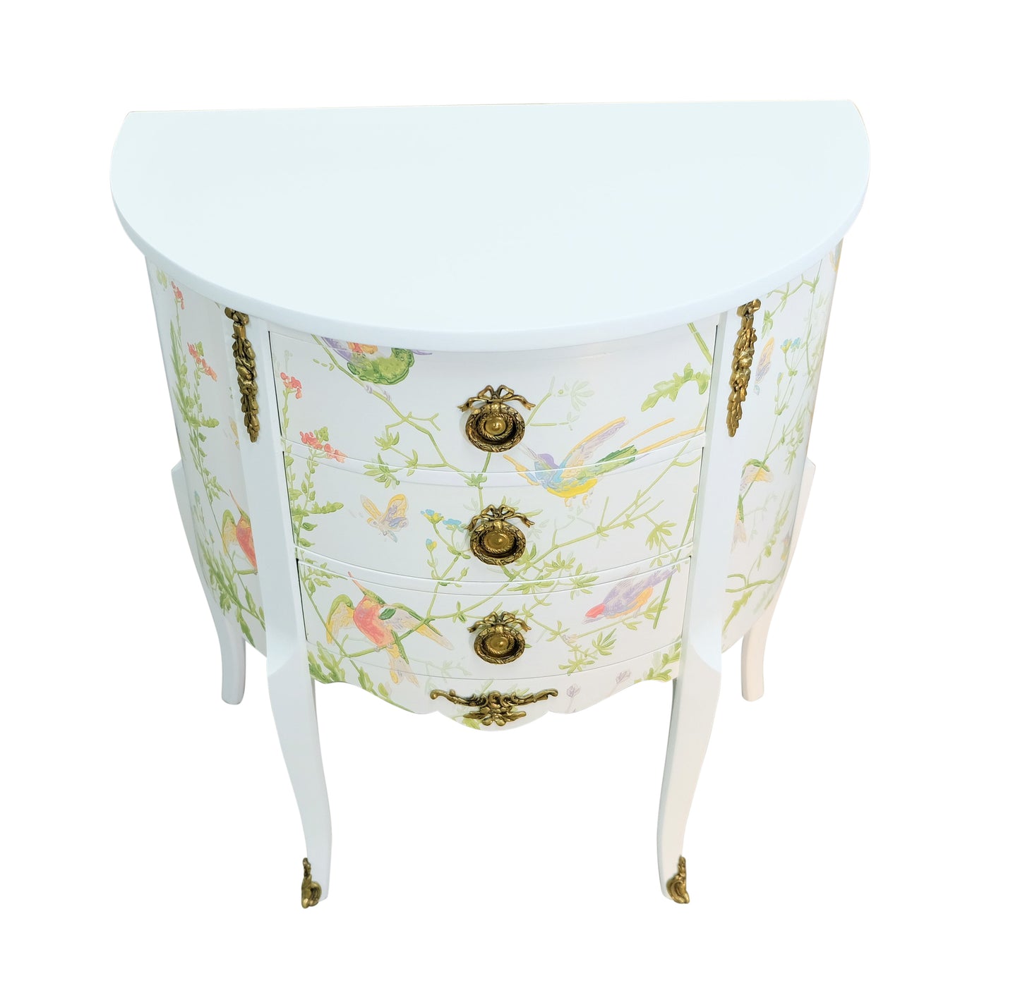 Louis XV Style Chest with Floral Design and Marble Tops