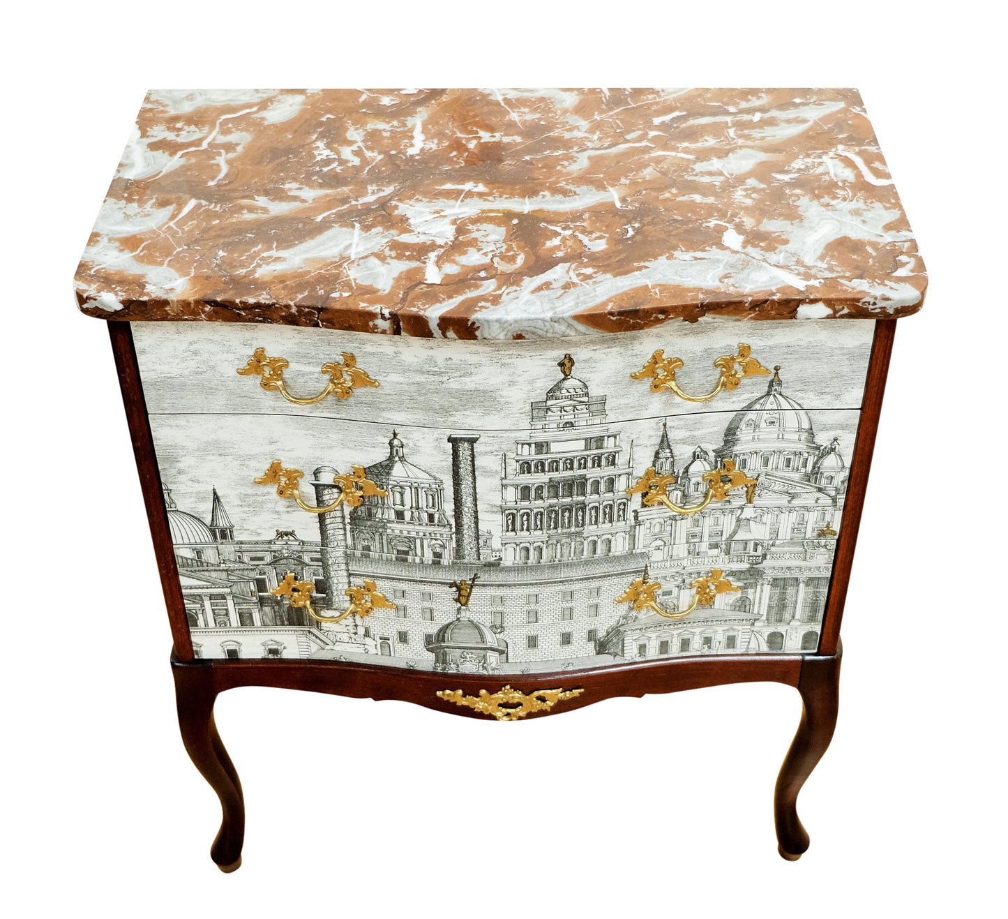 Fornasetti Design Two Drawer Chest with Marble Top