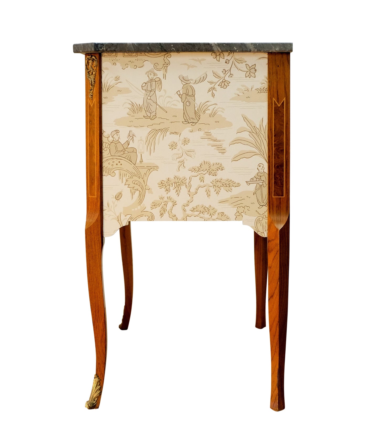 Gustavian Style Commode with natural marble top and Chinoiserie Design