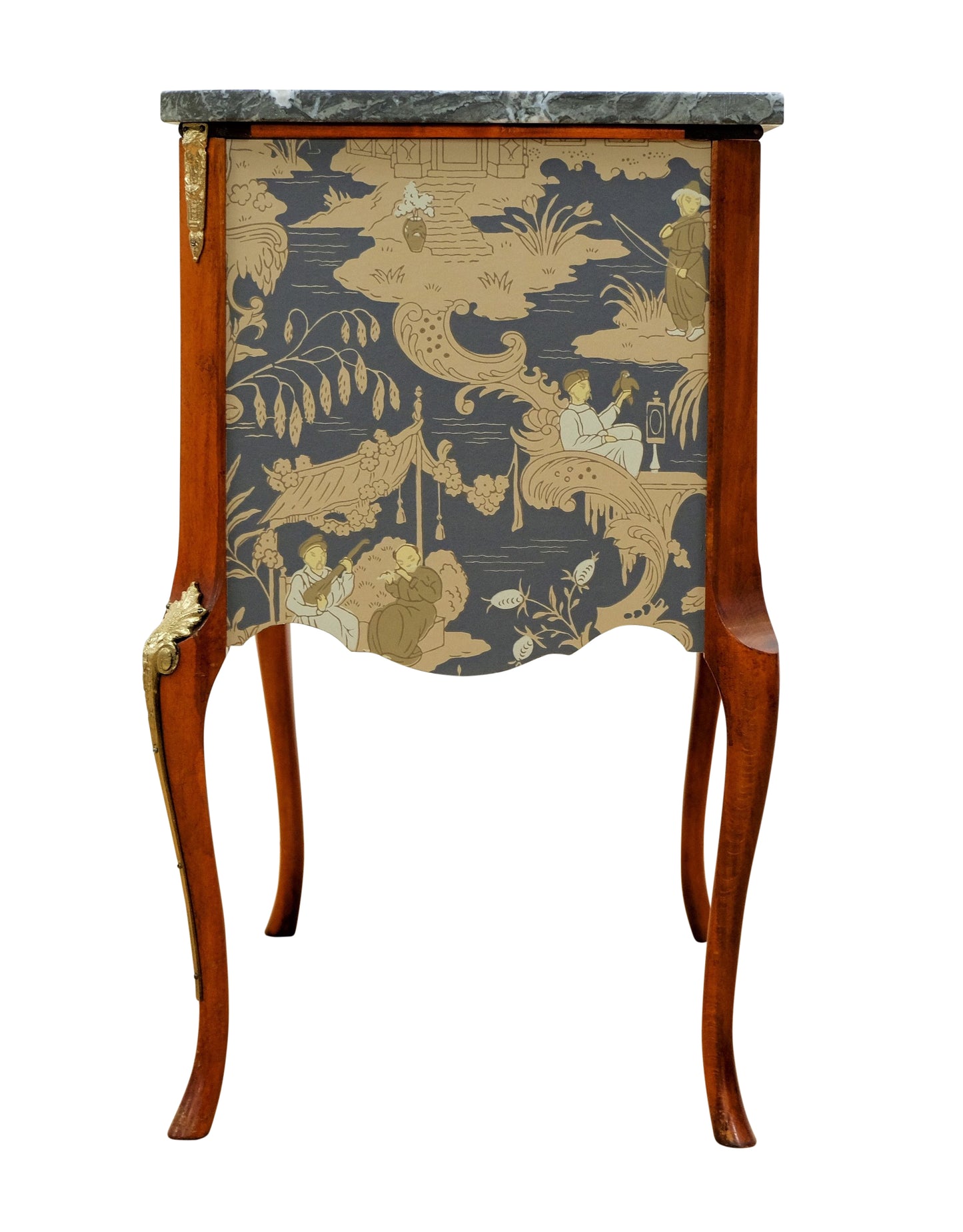 Gustavian Style Commode with natural marble top and Chinoiserie Design