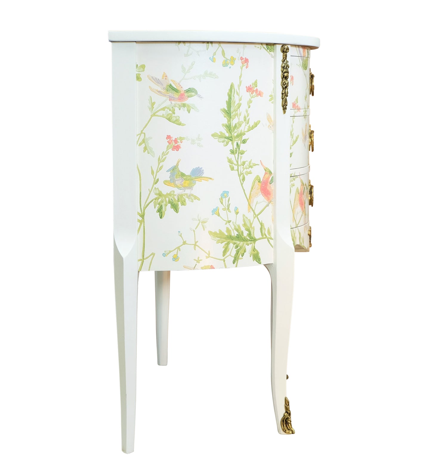 Louis XV Style Chest with Floral Design and Marble Tops