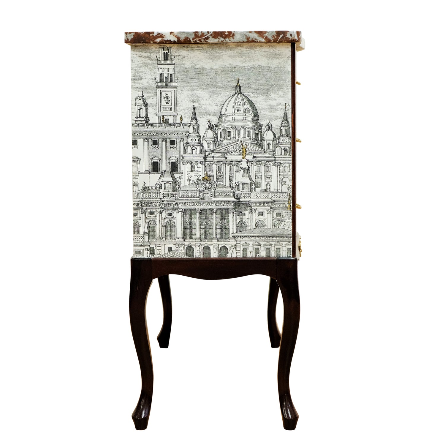 Fornasetti Design Two Drawer Chest with Marble Top