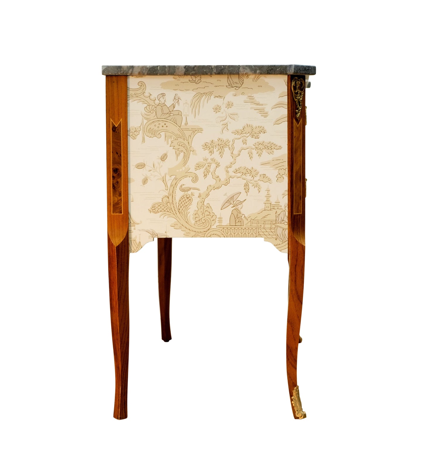 Gustavian Style Commode with natural marble top and Chinoiserie Design
