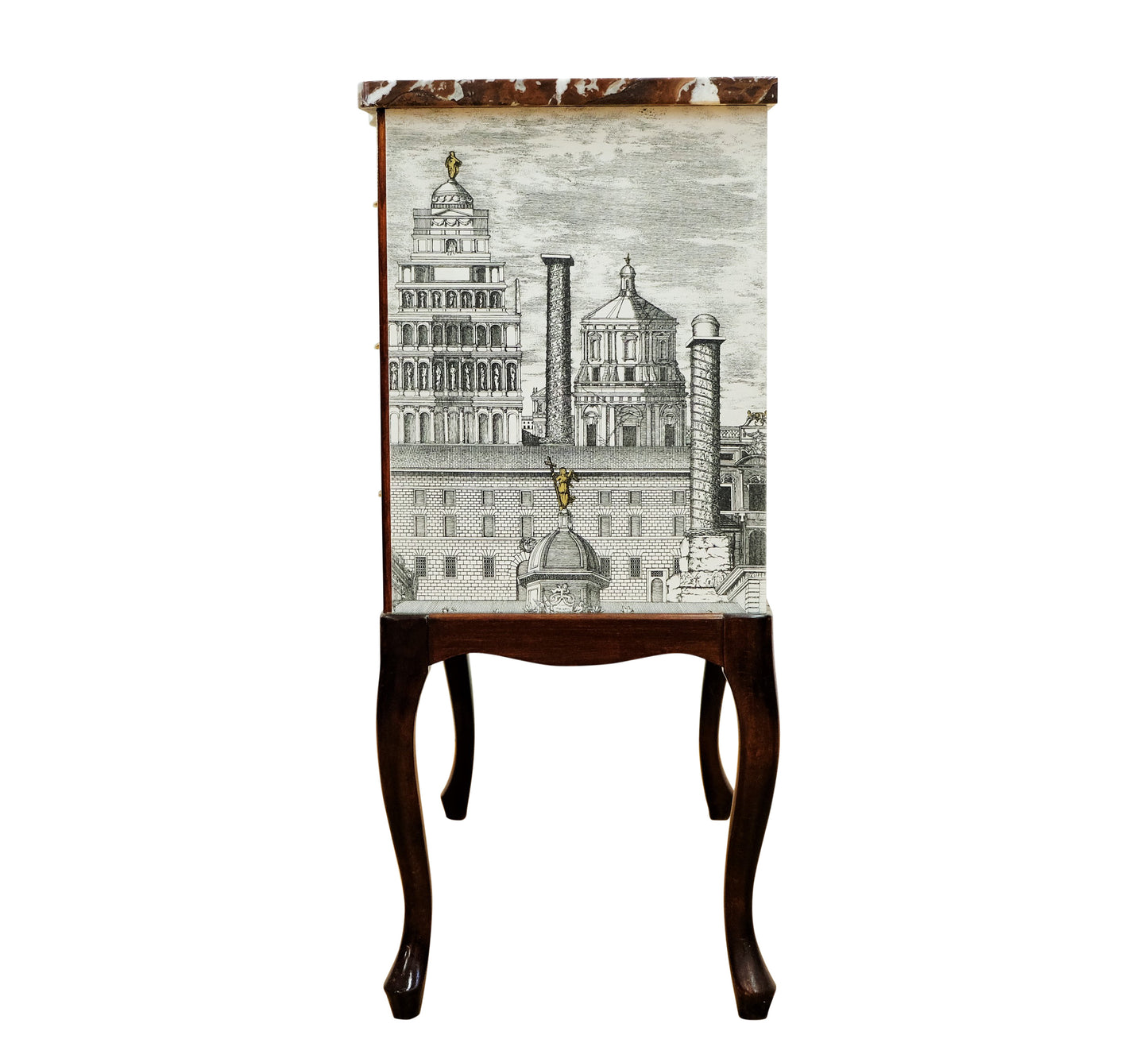 Fornasetti Design Two Drawer Chest with Marble Top