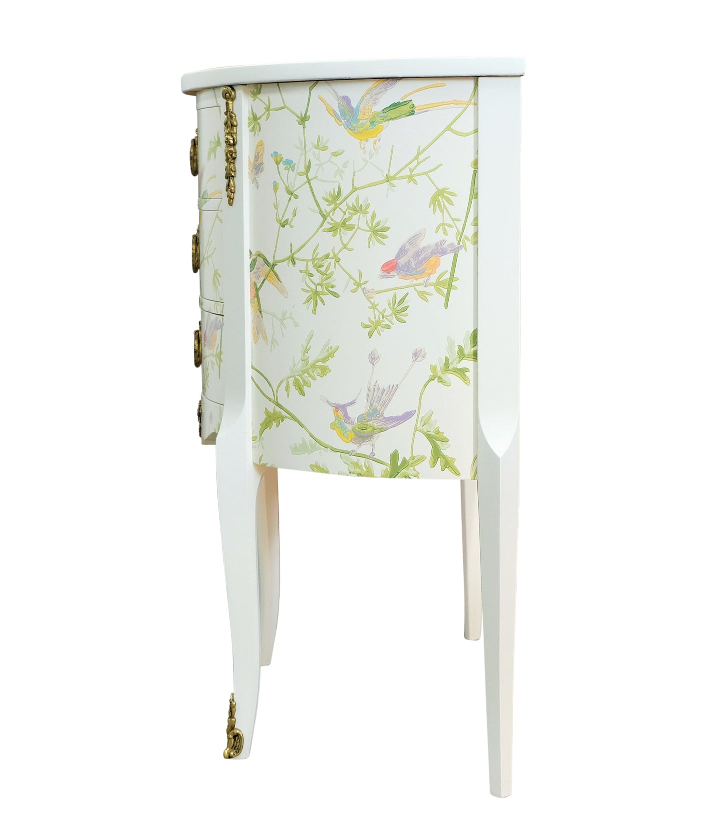 Louis XV Style Chest with Floral Design and Marble Tops