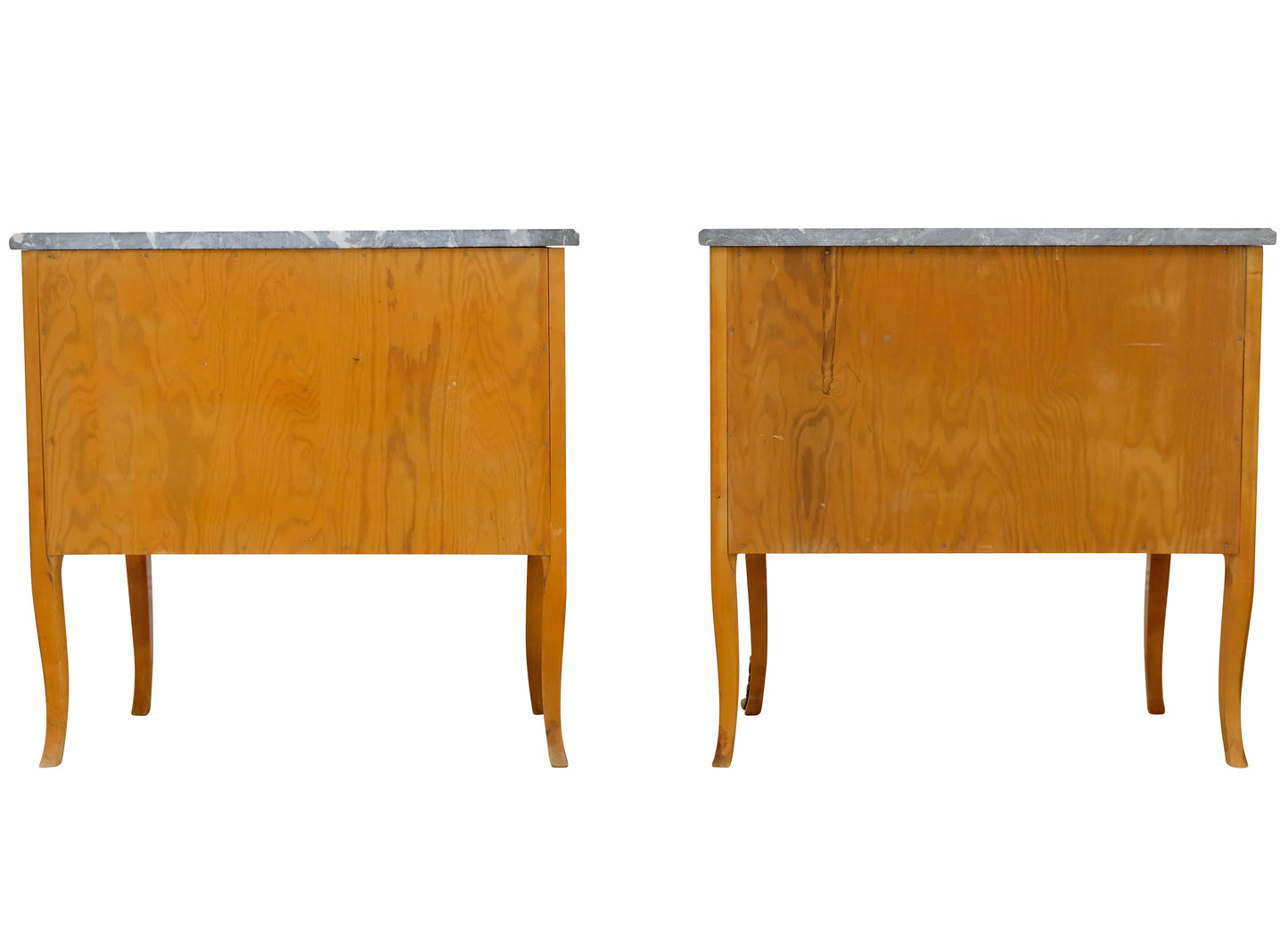 Pair of Louis XV Style Chest with Fornasetti Pattern of Ancient Rome and Grey Marble Top