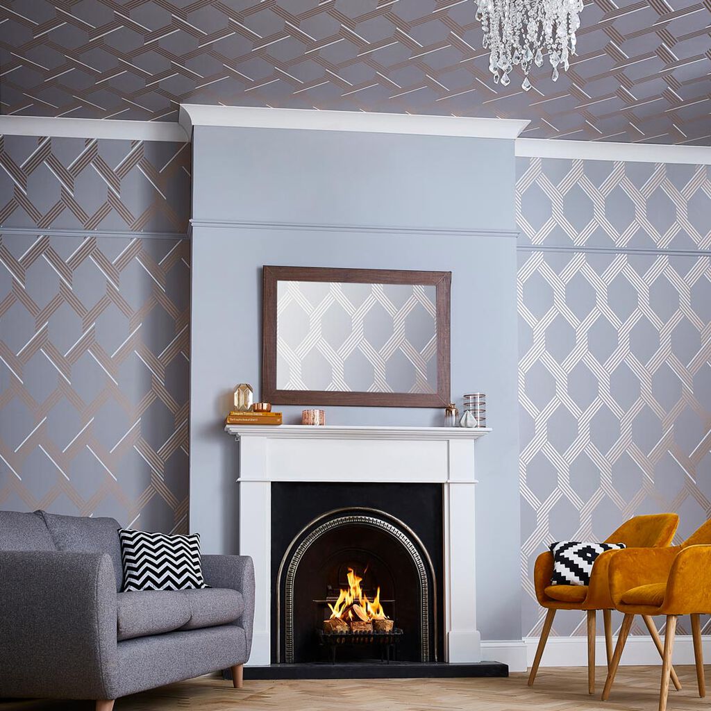 105467 - Vector Wallpaper - Rose Gold - Graham & Brown