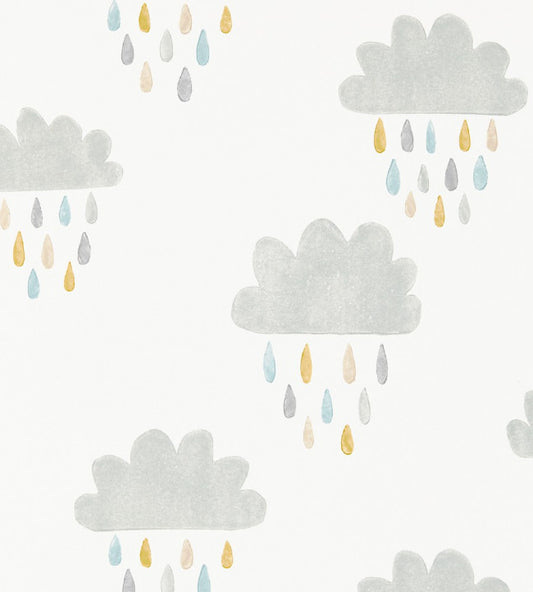 April Showers Wallpaper - Slate / Pickle / Paper