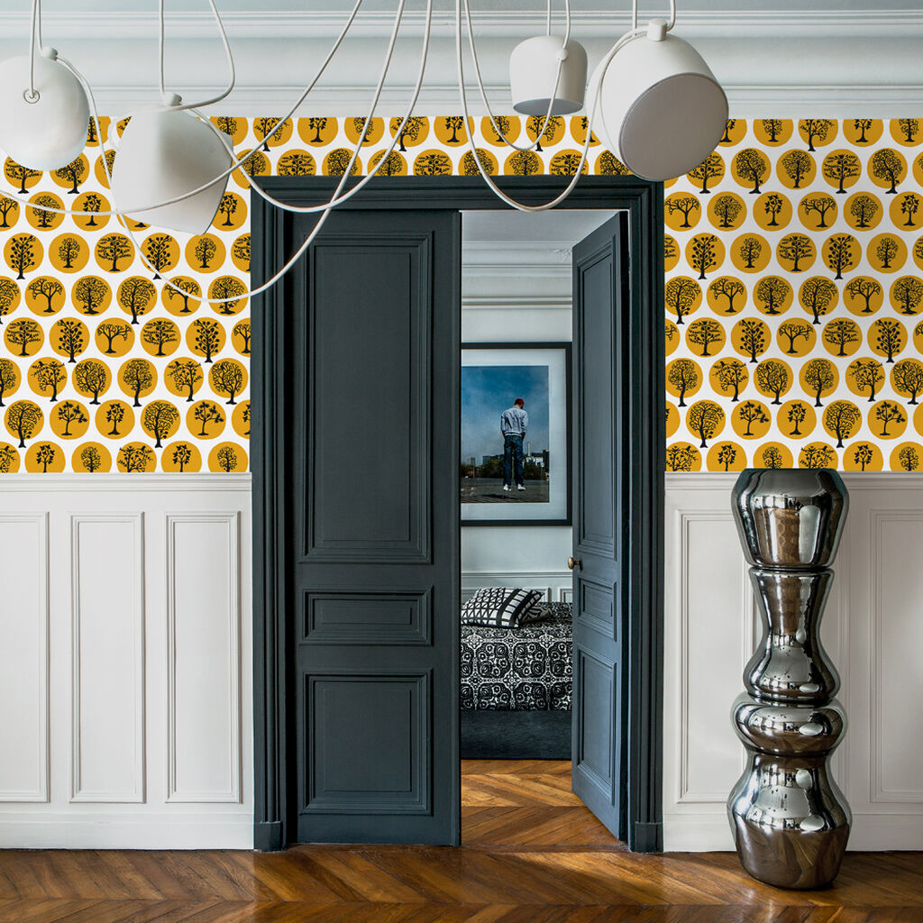 113470 - Party Land Wallpaper - Mustard - Graham & Brown