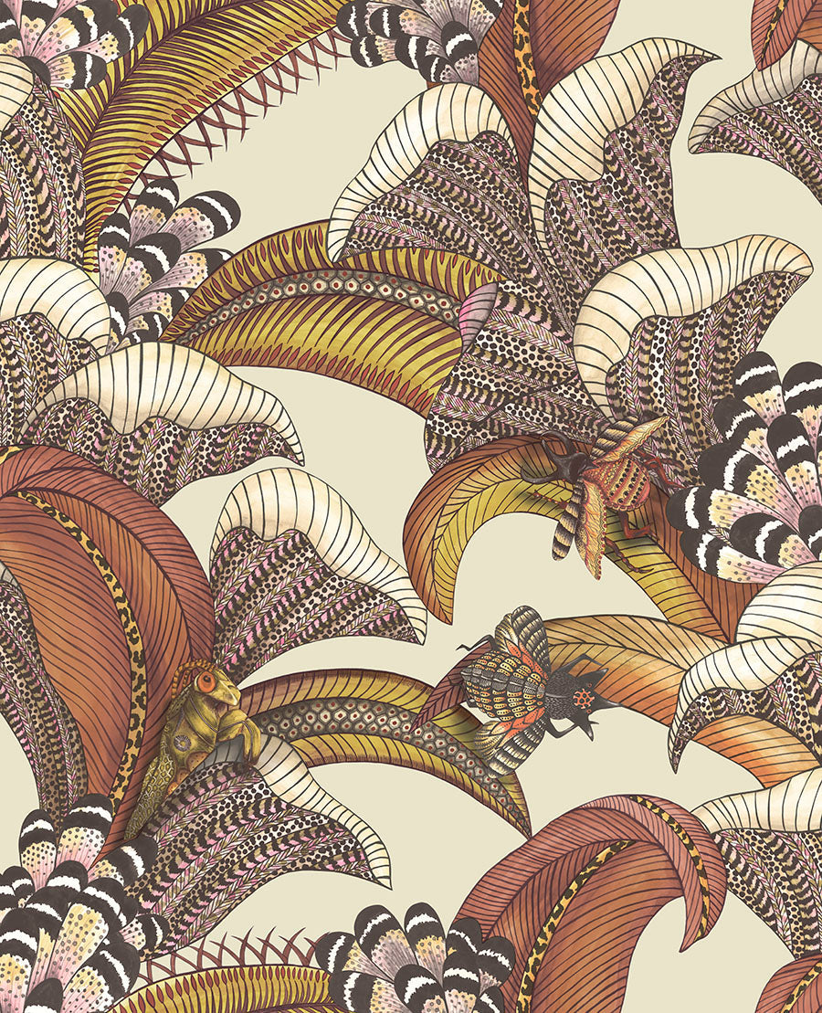 Hoopoe Leaves Wallpaper - Sand