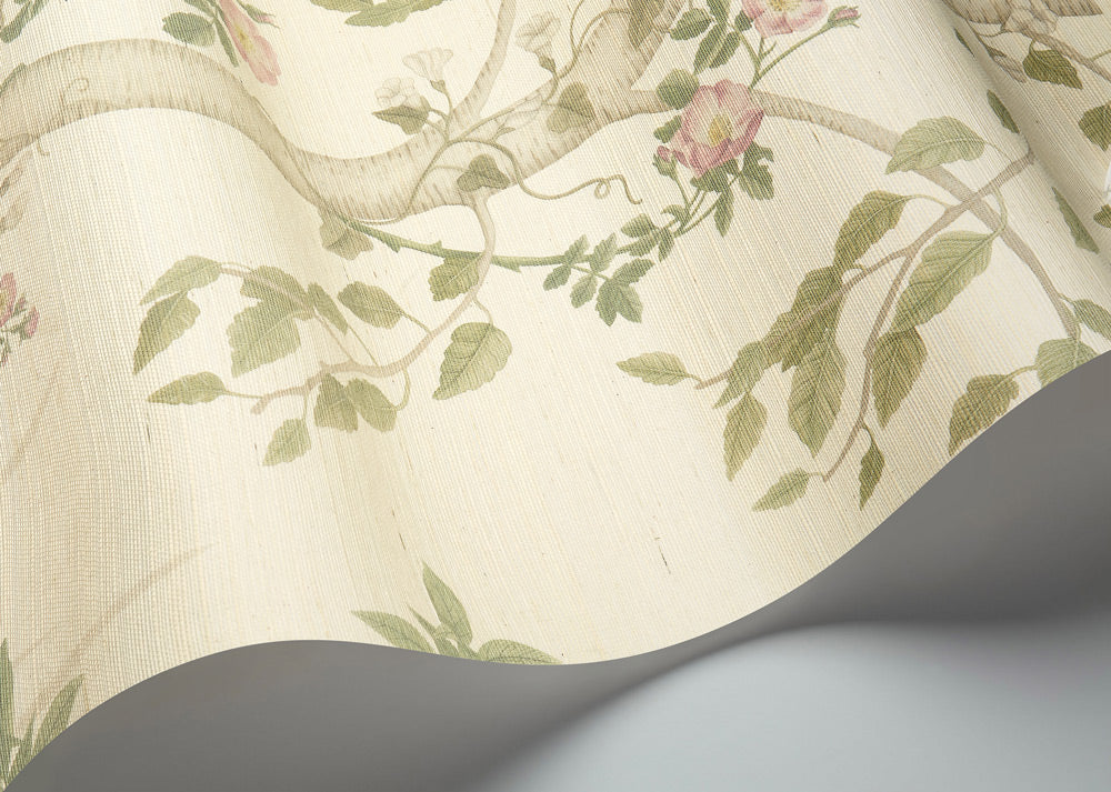 Seasonal Woods Grasscloth Room Wallpaper - Green