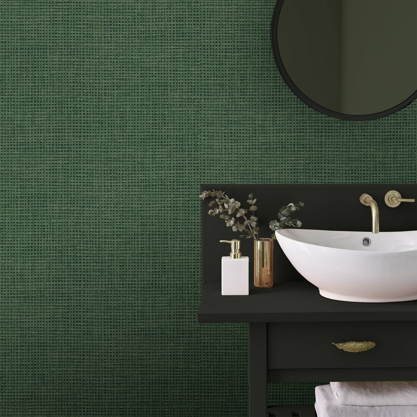 124097 - Rustic Weft Wallpaper - Palm - Graham & Brown
