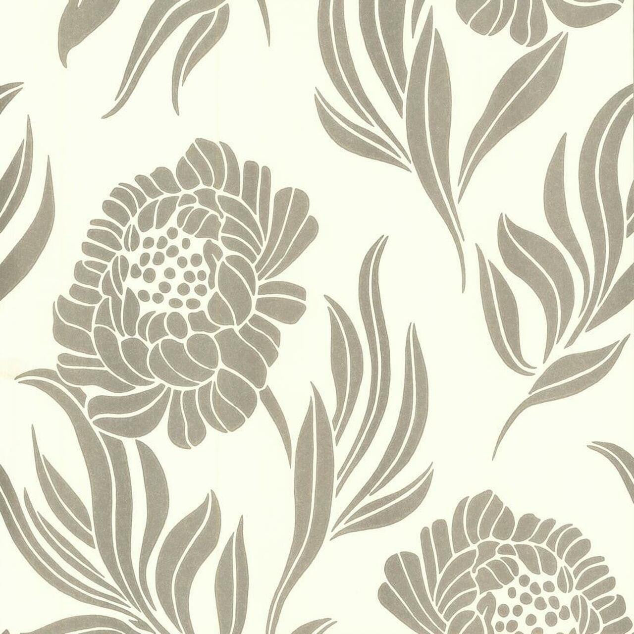Chatsworth Ivory Cream and Metallic Luxury Floral Wallpaper - 1838 wallcoverings