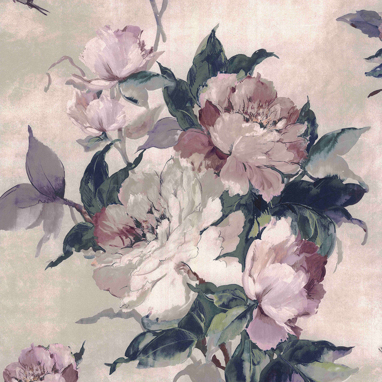 Madama Butterfly Ivory Cream Luxury Floral Wallpaper - 1838 wallcoverings