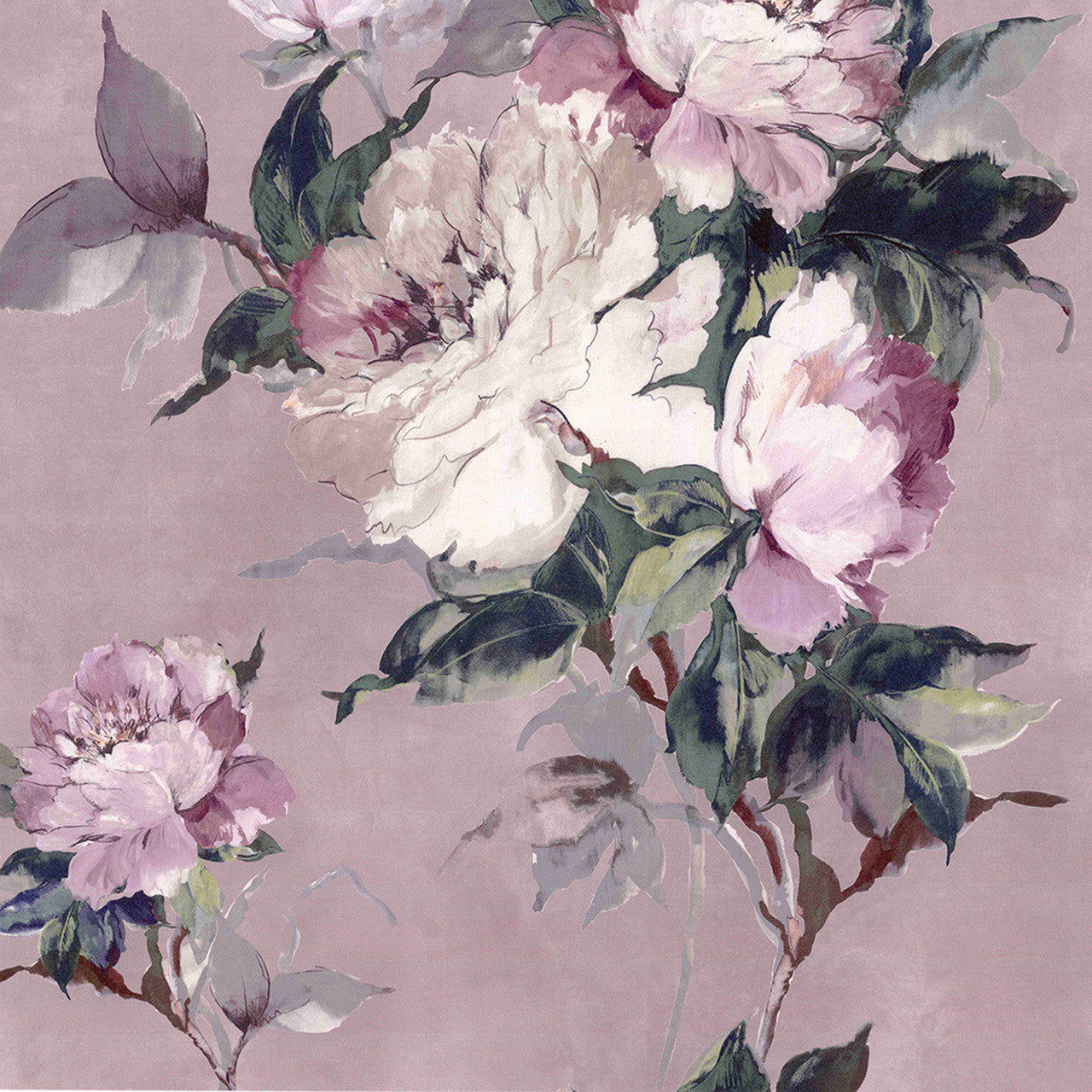 Madama Butterfly Blush Pink Luxury Floral Wallpaper - 1838 wallcoverings
