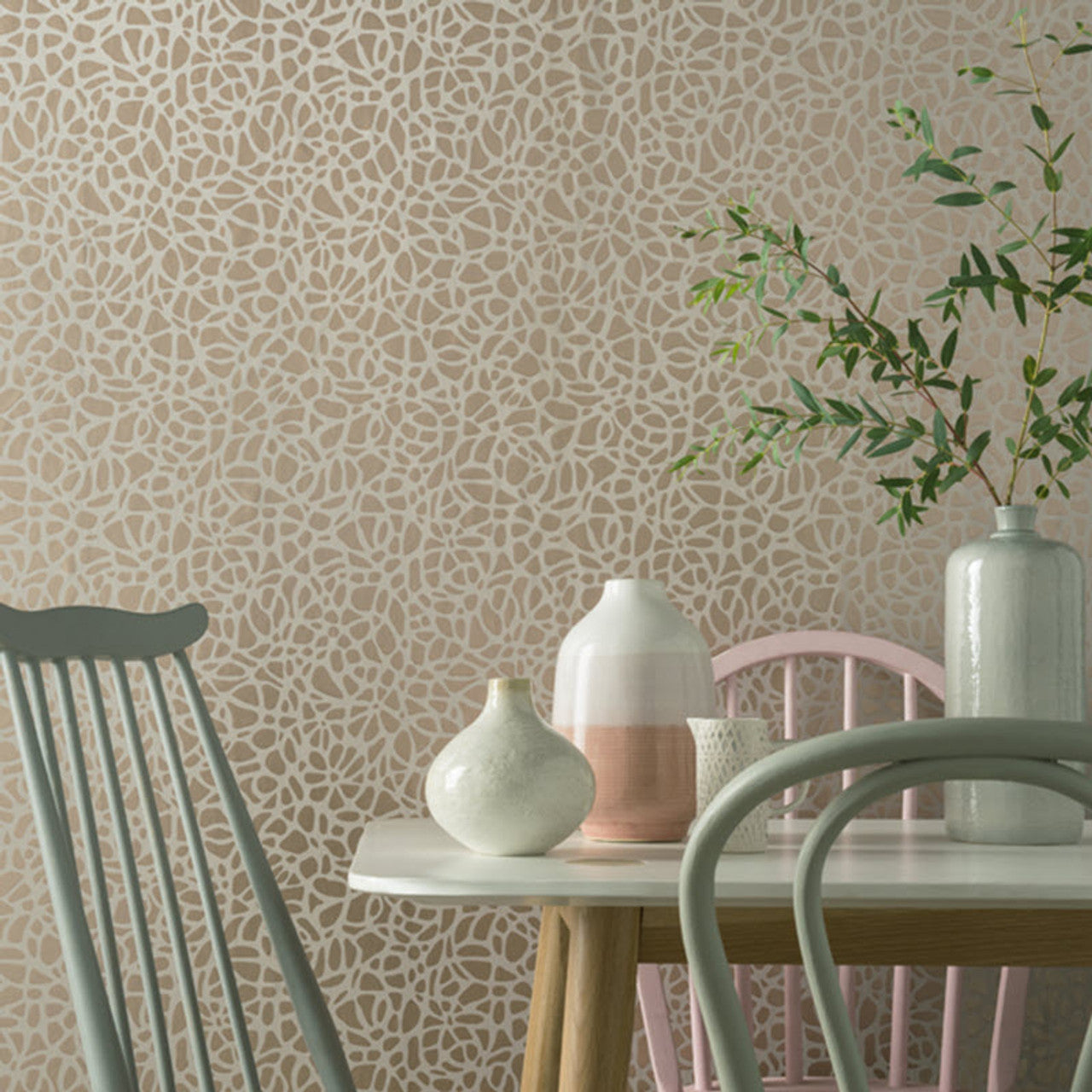 Pebble Beach Rose Gold Luxury Patterned Wallpaper - 1838 wallcoverings