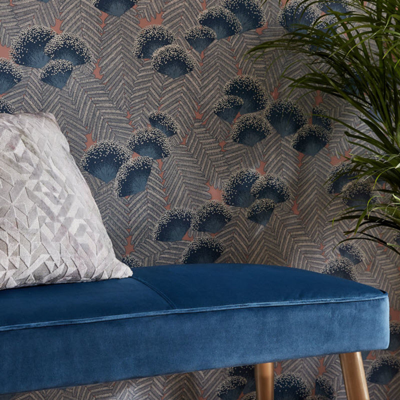 Clarice Soft Blue Luxury Art Deco Wallpaper - 1838 wallcoverings
