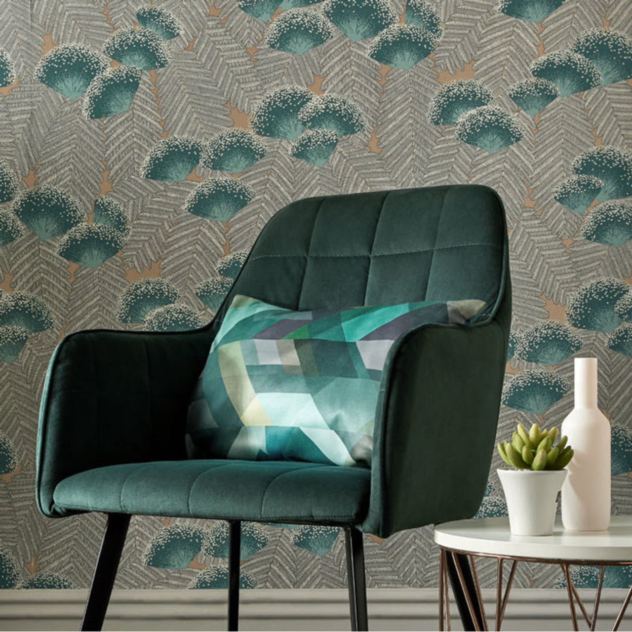 Clarice Emerald Green Luxury Art Deco Wallpaper - 1838 wallcoverings