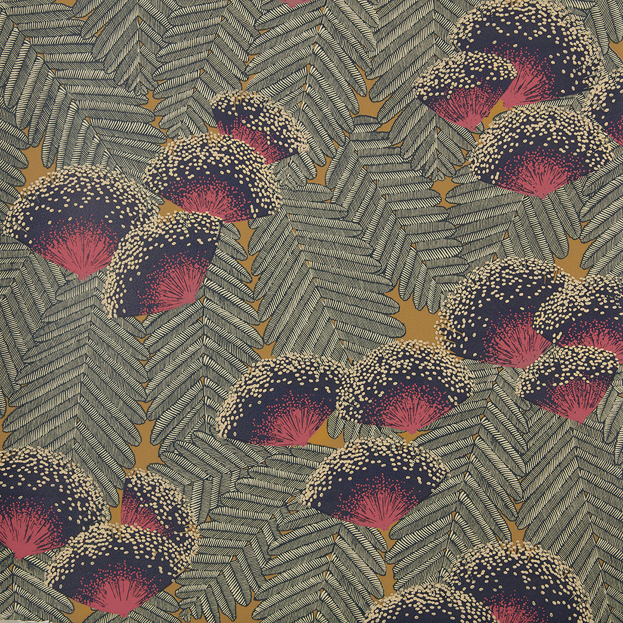Clarice Jet Black Luxury Art Deco Wallpaper - 1838 wallcoverings