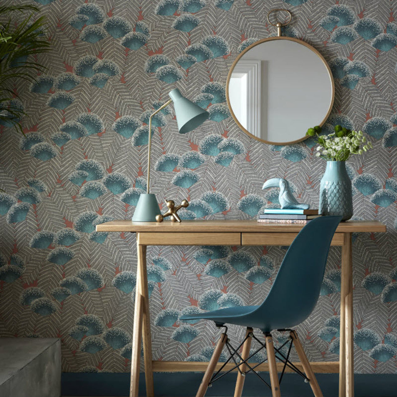 Clarice Cantaloupe Green Luxury Art Deco Wallpaper - 1838 wallcoverings