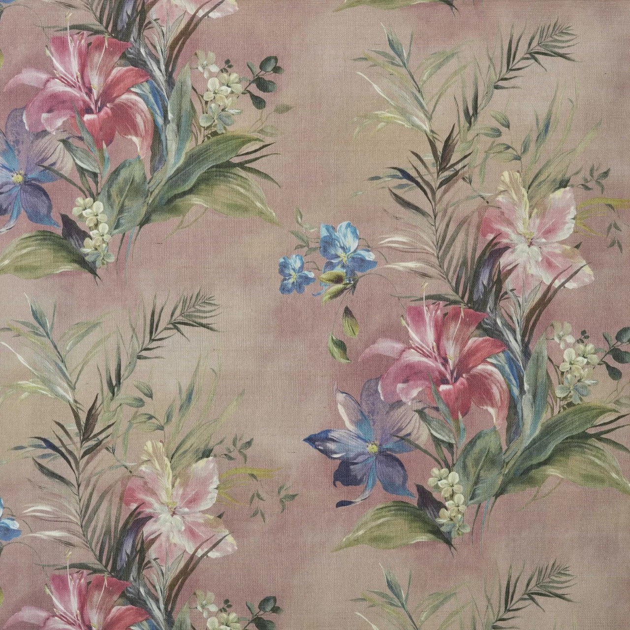 Lilliana Blush Pink Luxury Floral Grasscloth Wallpaper - 1838 wallcoverings