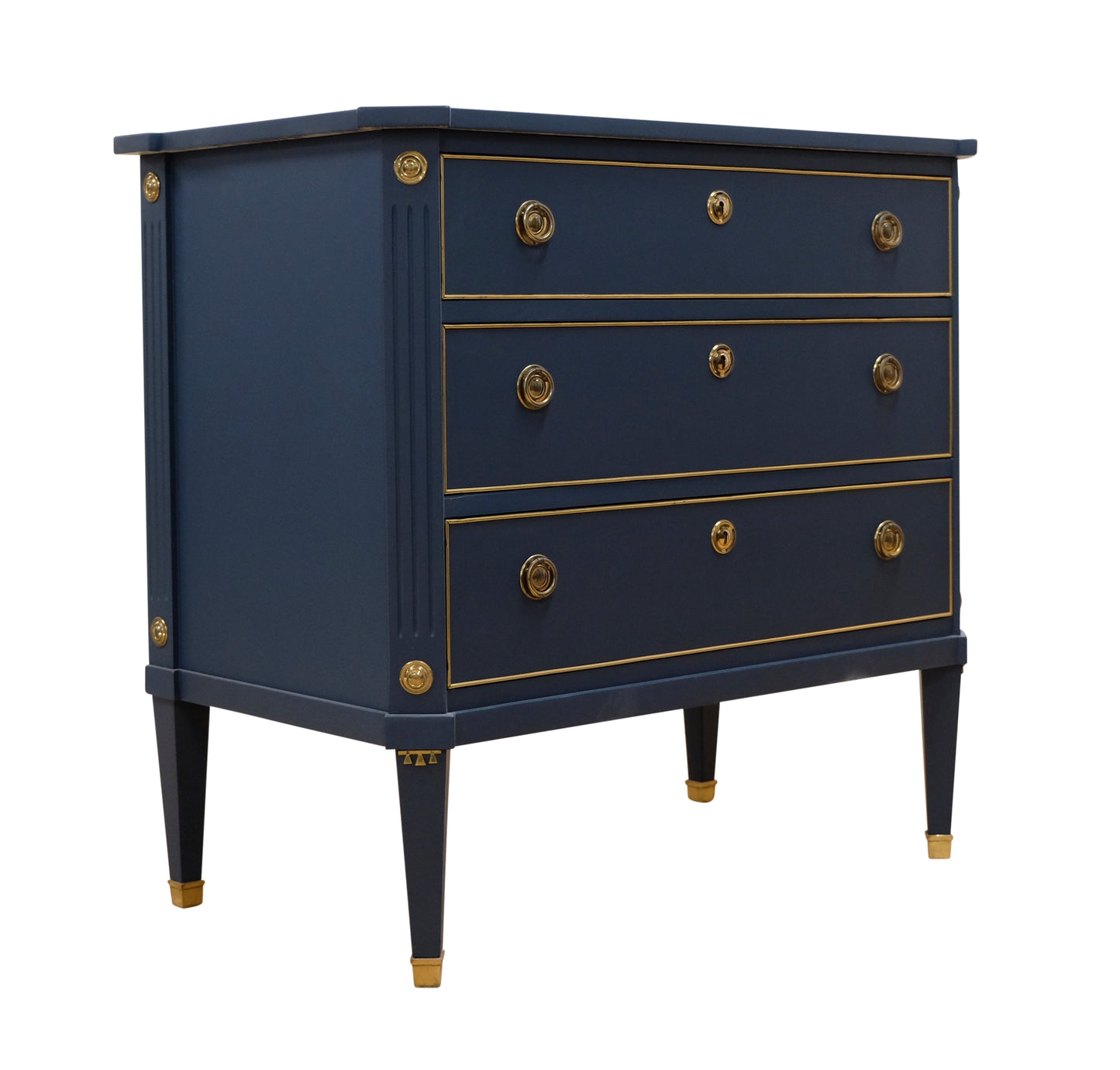 Gustavian Style 3 Drawer Chest Painted Mifnight Blue
