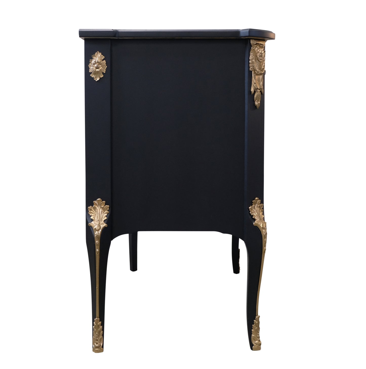 Gustavian Haupt Chest with Three Drawers in a black finish with brass detailing