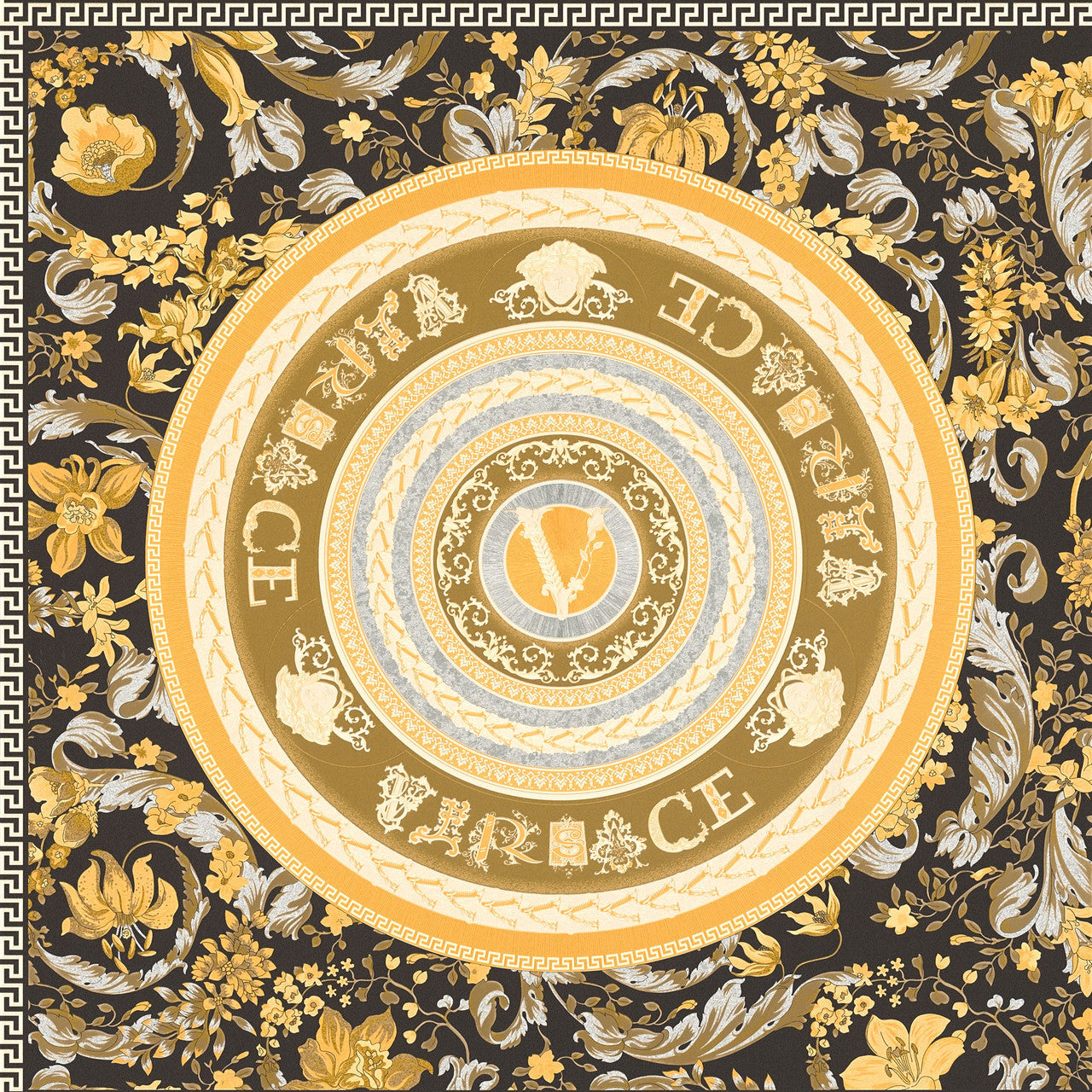 Virtus Wallpaper - Black and Gold - Versace