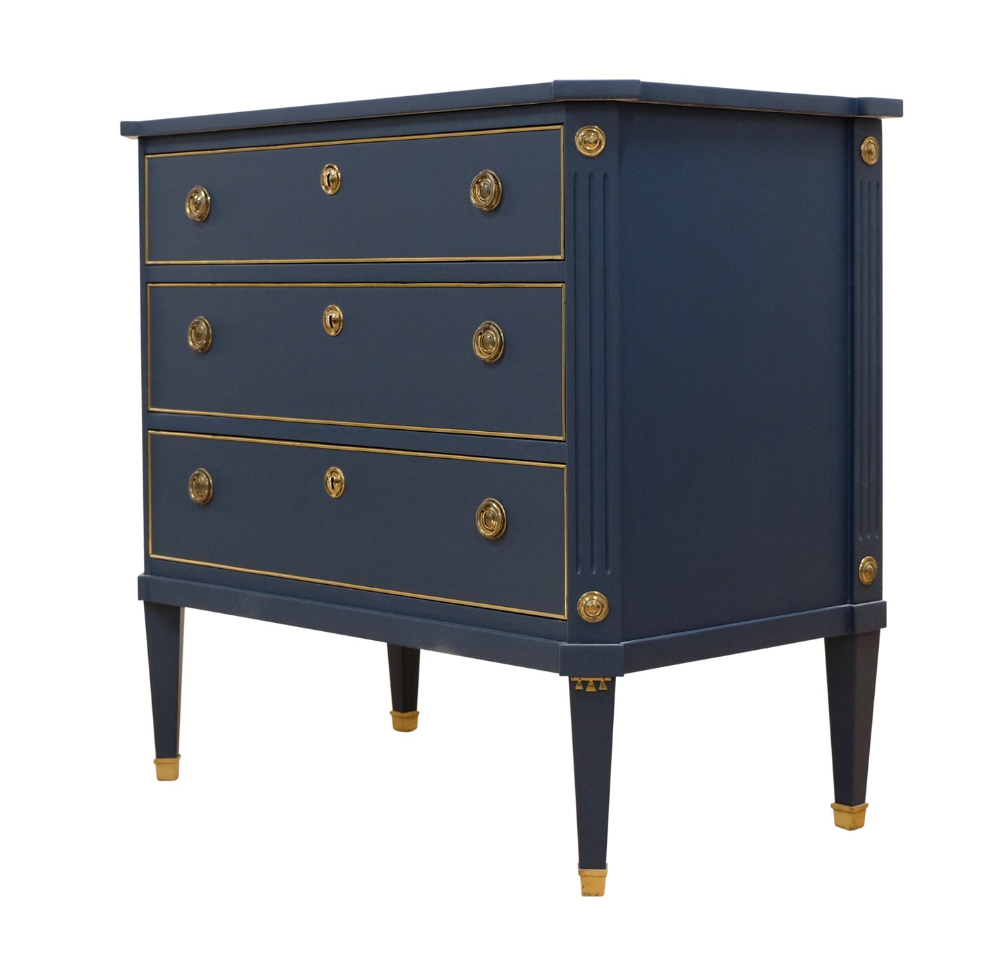 Gustavian Style 3 Drawer Chest Painted Mifnight Blue