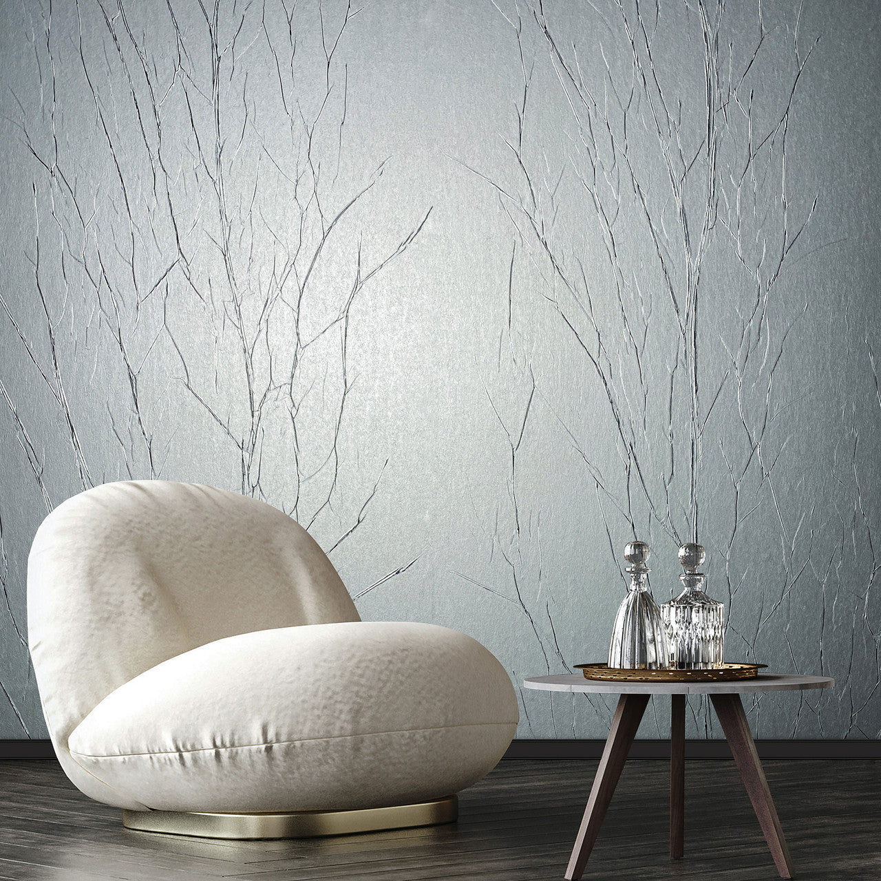 Crinkle Natural Opulence Platinum Wallpaper - Galerie
