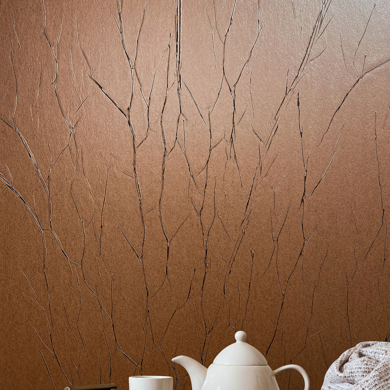 Crinkle Natural Opulence Brown Wallpaper - Galerie