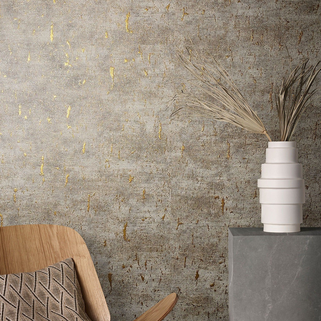Cork Natural Opulence Brown Grey Wallpaper - Galerie