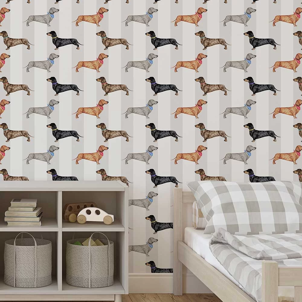 Dachshund Wallpaper - Natural - The Graduate Collection
