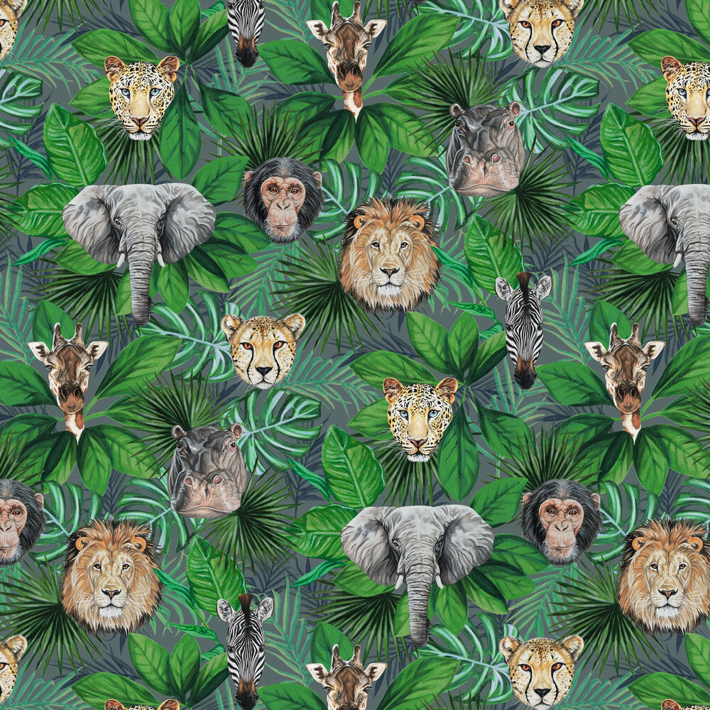 Geoffrey & Friends Wallpaper - Jungle Green - The Graduate Collection