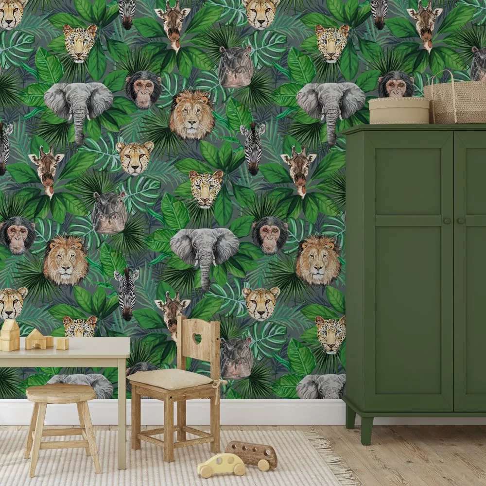 Geoffrey & Friends Wallpaper - Jungle Green - The Graduate Collection