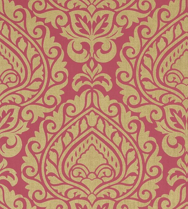 Annette Wallpaper - Metallic Gold on Pink - AT34108 - Anna French