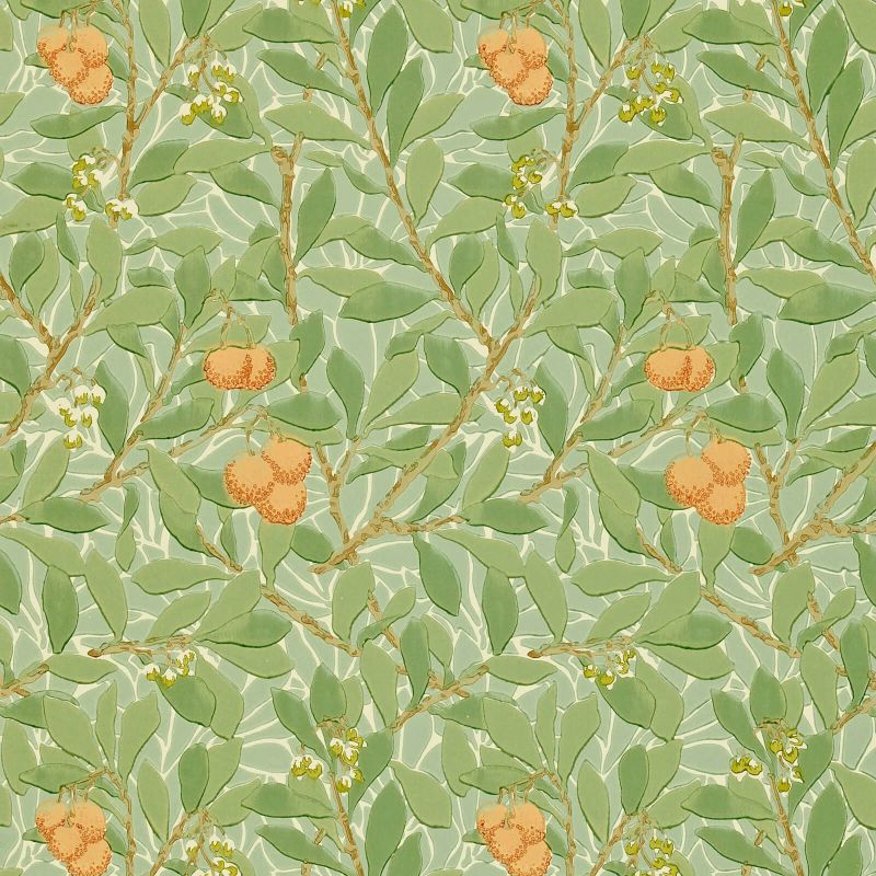 Arbutus Wallpaper-Green/Terracotta-DJA1A7103-Morris & Co