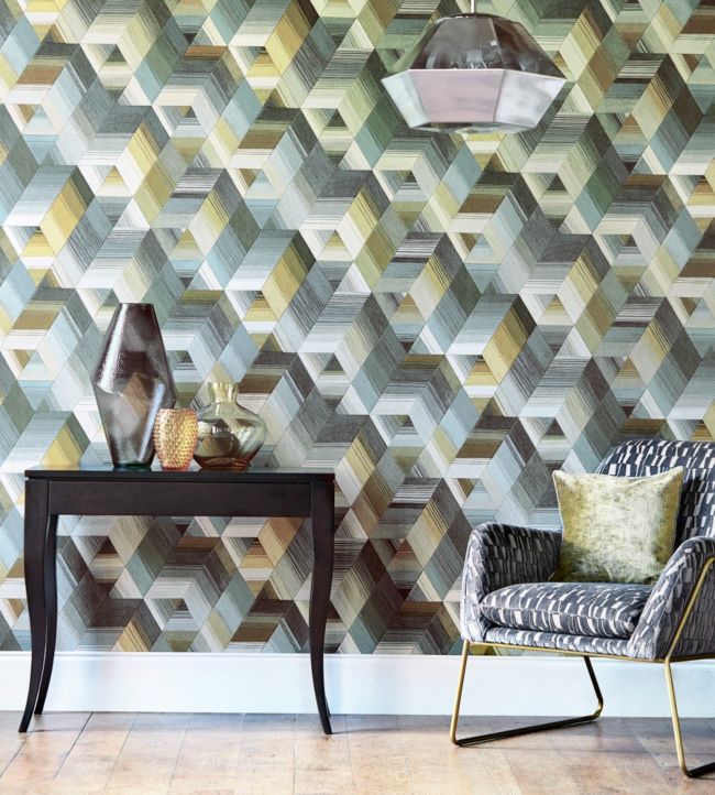 Arccos Wallpaper - Ochre/Steel - HMWF111971 - Harlequin