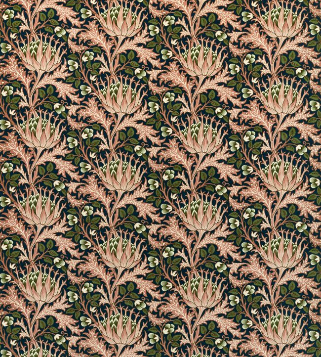 Artichoke Velvet Fabric - Inky Fingers/Blush - 227002 - Morris & Co