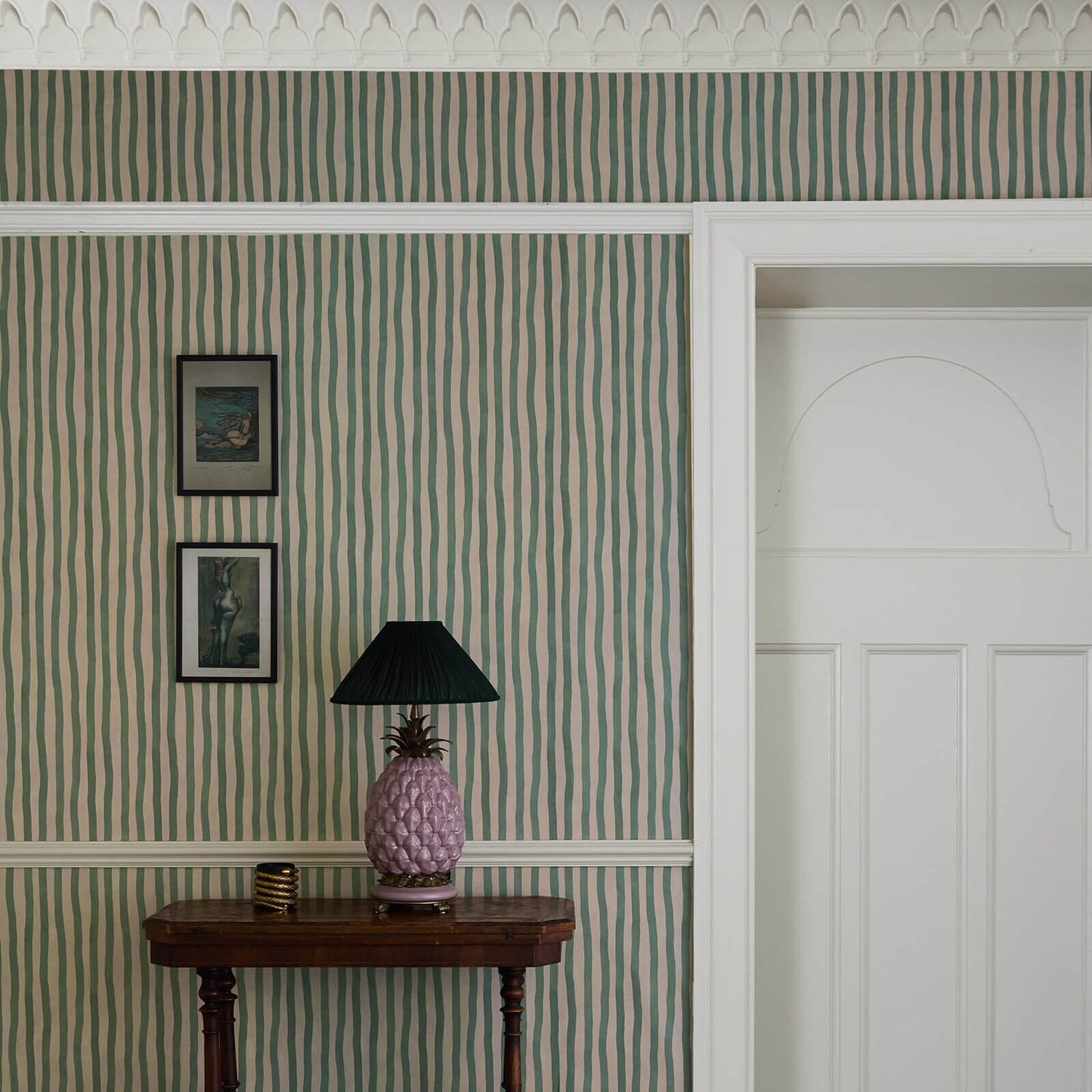 Artist's Stripe Wallpaper - Euphorbia & Alabaster - House of Hackney