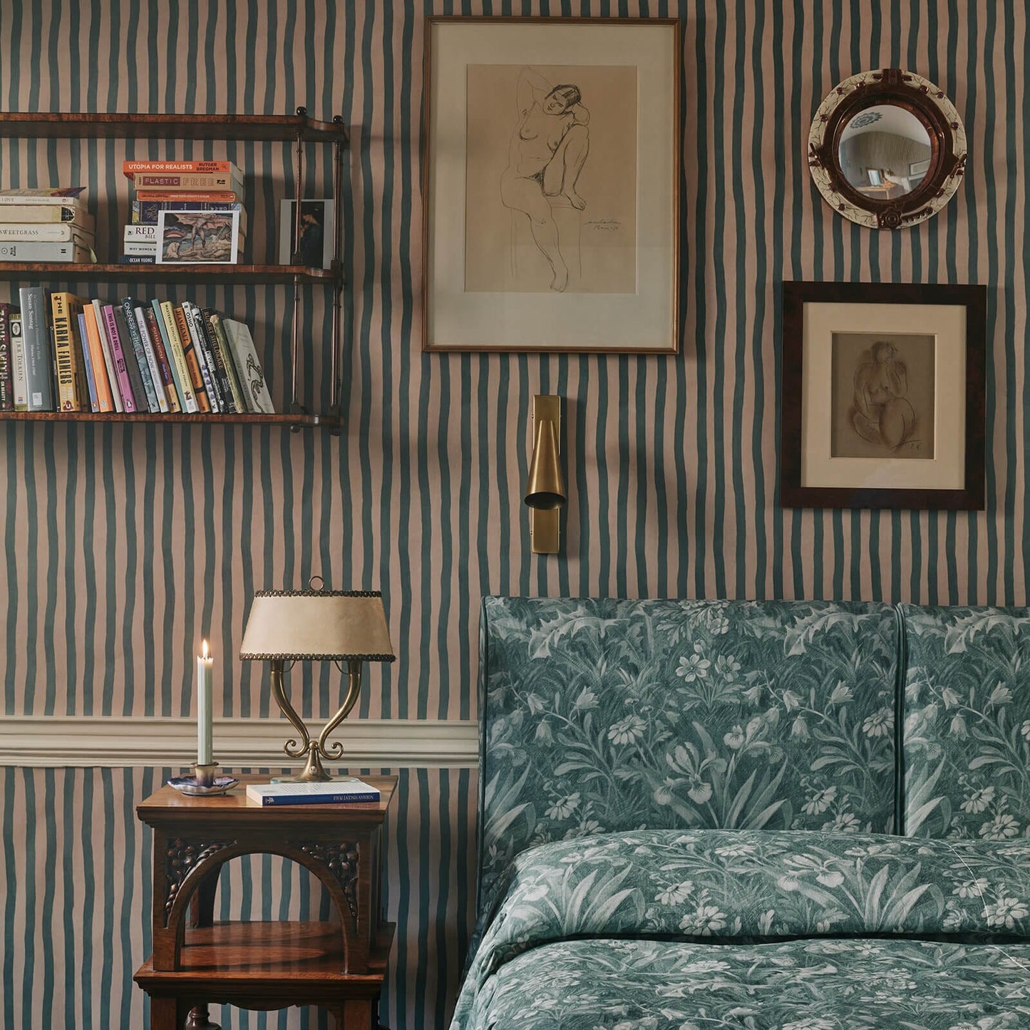 Artist's Stripe Wallpaper - Euphorbia & Alabaster - House of Hackney