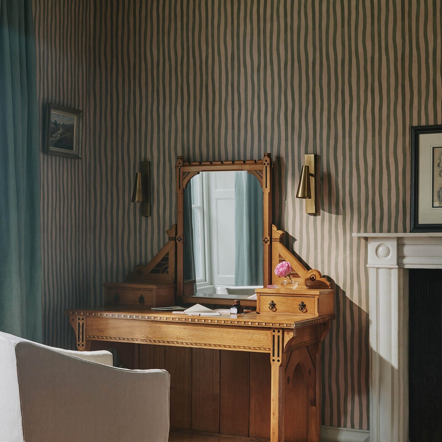 Artist's Stripe Wallpaper - Sap & Alabaster - House of Hackney