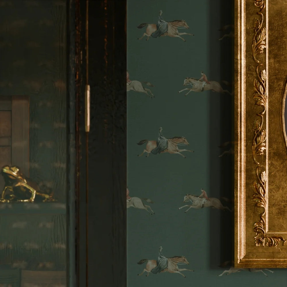 At The Races Wallpaper - Pine Green - Lucie Annabel