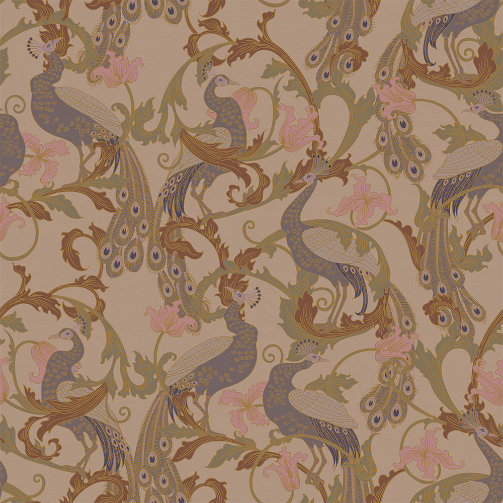 Aubrey Wallpaper - Shades of Mauve on Gold - Lucie Annabel
