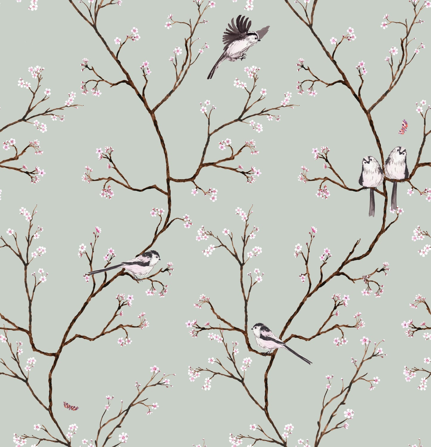 Blossom Fabric - Eau De Nil - Petronella Hall