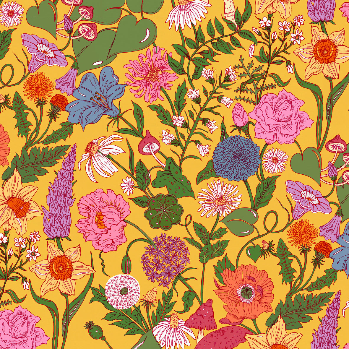 Bloom Wallpaper - Yellow - Wear The Walls